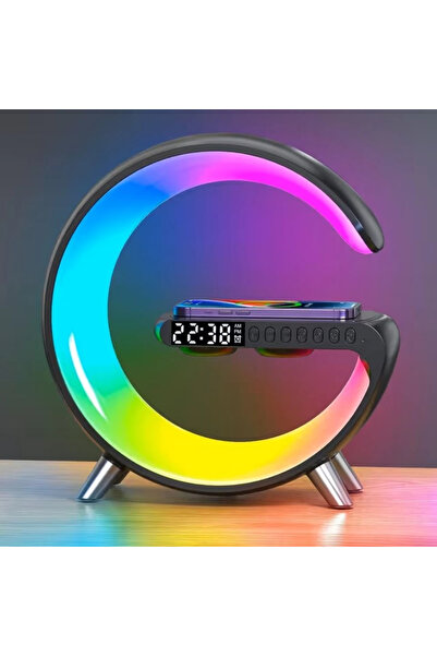 NO BRAND Lampă de masă LED smart – încărcare wireless, difuzor Bluetooth, dim...