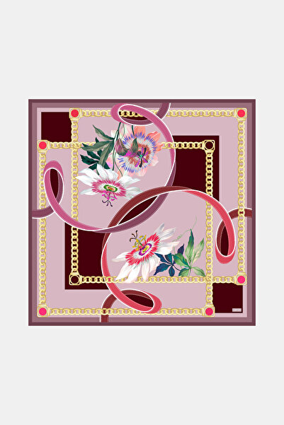 Vakko BORDO ÇİÇEK DESENLİ TWILL EŞARP