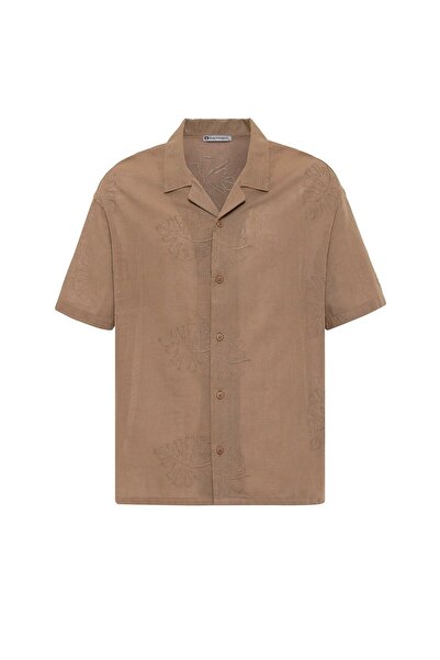 S13 Store Embroidery Detailed Oversize Linen Shirt