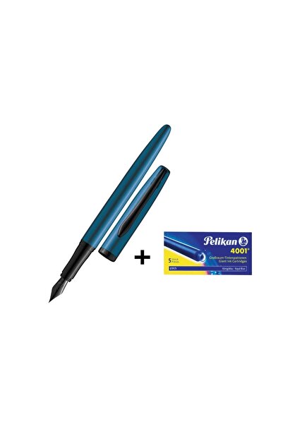Pelikan Jazz Noble Dolma Kalem M Uç Lacivert & 5'li Dev Kartuş