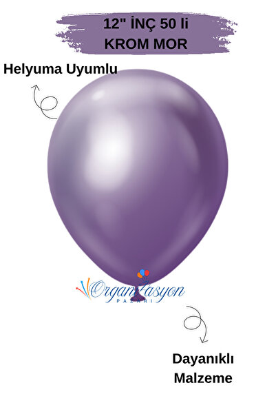 Organizasyon Pazarı Pack of 50 Balloons Chrome Purple 12 Inch Decoration Part...