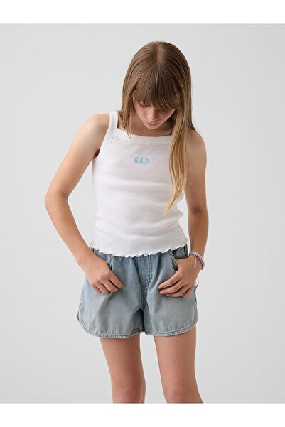 GAP Kız Çocuk Beyaz Logo Askılı Atlet