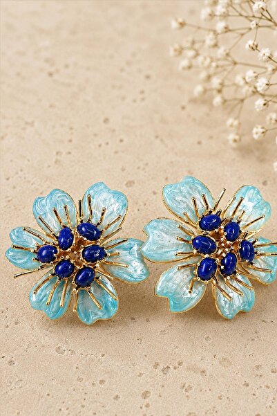 New Obsessions Aqua Bloom Gold Women's Earrings