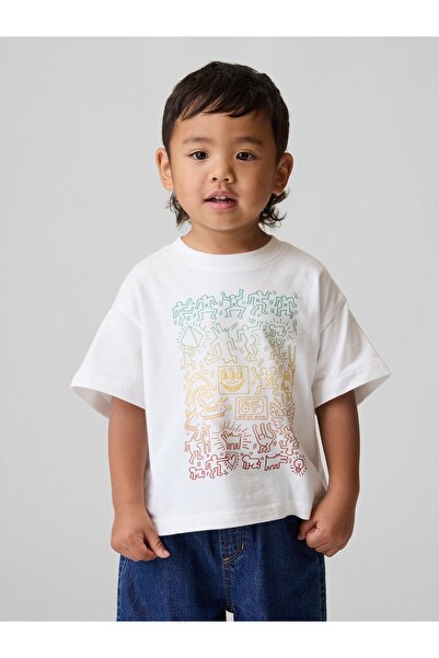GAP Erkek Bebek Beyaz Keith Haring Grafik Baskılı T-Shirt