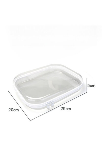 Choice1 25x20x5cm Clear Stackable Zippered Hard Pouch Toy Storage Organizer W...