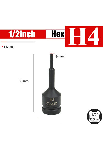 Choice H4 1/2inch Impact Hex Socket Electric Drill Socket Adapter Air Impact ...