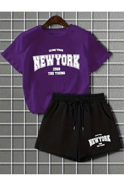 NIGRUM PARDUS New Season New York Printed 100% Cotton Boy's T-Shirt Shorts Set