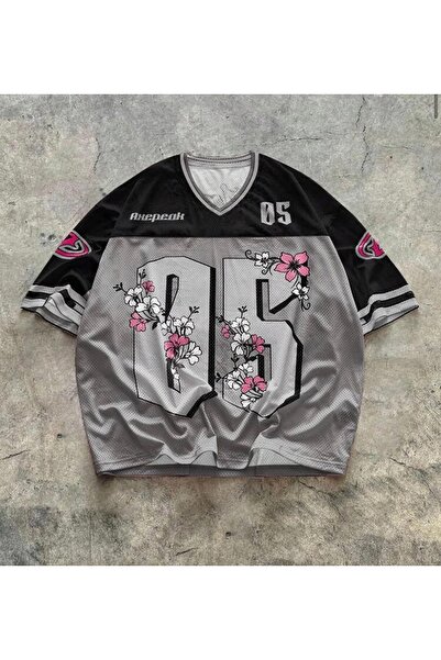 Bravebell Tricou Oversize Unisex cu Detaliu Floare Sakura 05