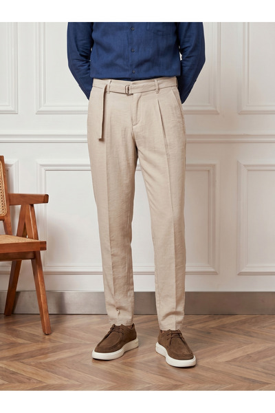 BASEL.CO Belt Detailed Modal Trousers - Cool & Comfortable