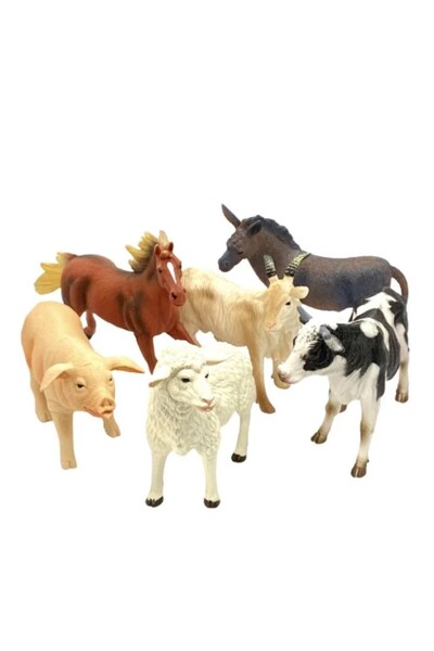 SARALMA Set educativ cu 6 figurine mari de animale de la ferma pentru copii, ...