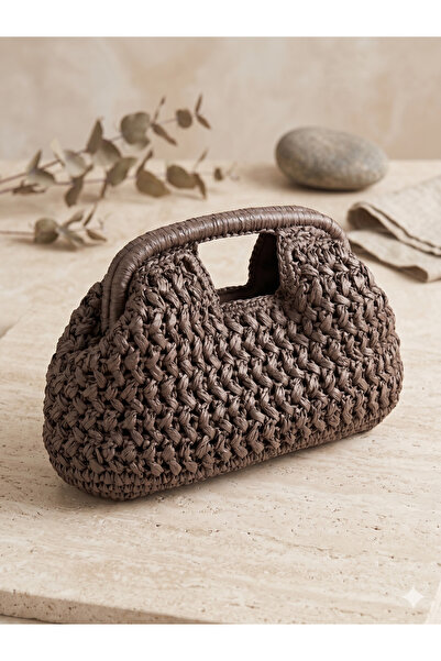 Luminos Butik Soft Form Coffee Straw Bag Cnt1137