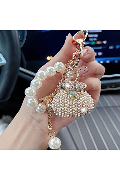 Choice Combination Trend Pearl Beads Zircon Studded Key Chain Advanced Exquis...