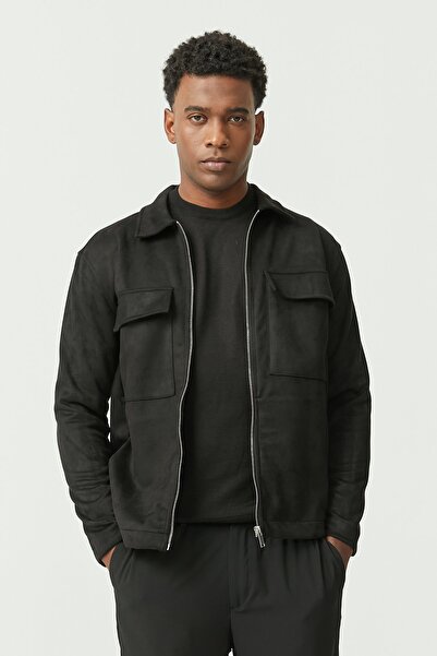 PAULMARK Men's Suede Zippered Sweat Coat