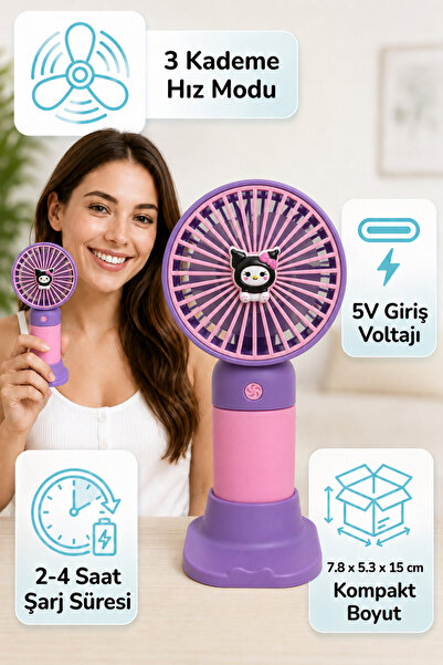 ALFAGİFT USB Şarjlı Mini El Fanı Taşınabilir Sessiz Masaüstü Vantilatör Mini Fan