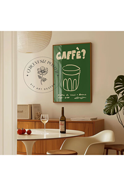 512 STORE Estetik Coffee Yeşil Duvar Dekor Kuşe Kağıt Çerçevesiz Poster Ev Of...