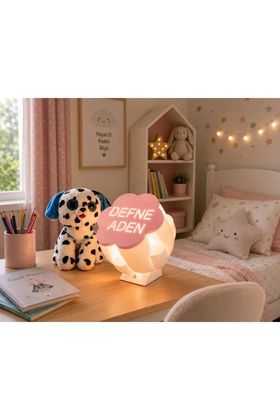 Marpa Lights Kişiye Özel İsim ve Tarih Yazılı Kız Erkek Çocuk Odası Masa Lamb...