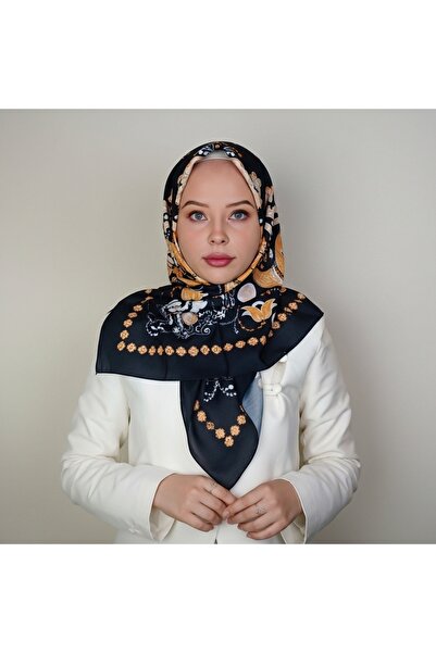 TAMA Ethnic Patterned Black Scarf