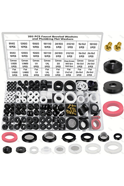 Choice 203pcs 203pcs Plumbing & Faucet Washers Assortment Kit: For Spigot, Wa...