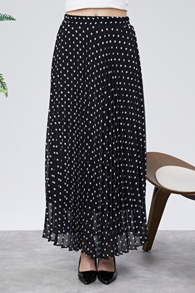 sehatex Lined Pleated Chiffon Waisted Elastic Skirt
