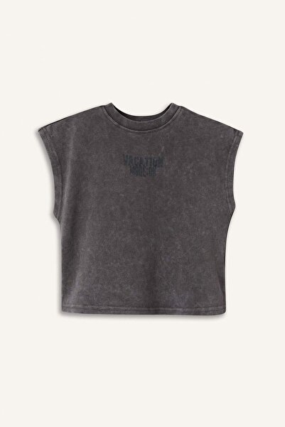 DeFacto Crew Neck Printed Gray Undershirt Baby Boy H5111A526Hs