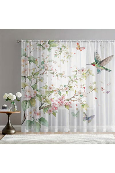 choice2 Rod Pocket 52Wx84L(132x213CM) SCFN 2PCS Watercolor Cherry Blossom & H...