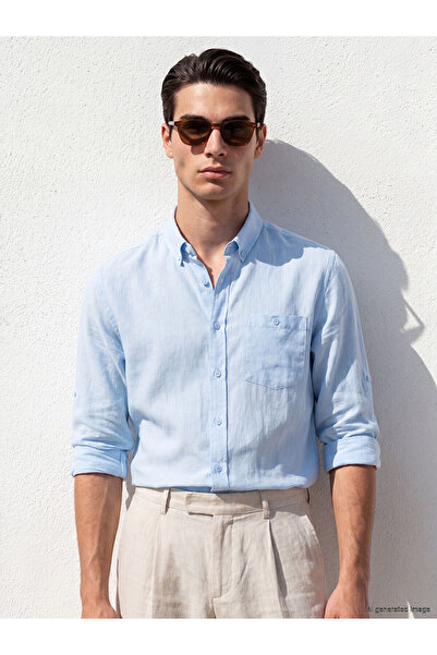 LC Waikiki Nevavm Regular Fit Linen Blend Men's Shirt with Difference