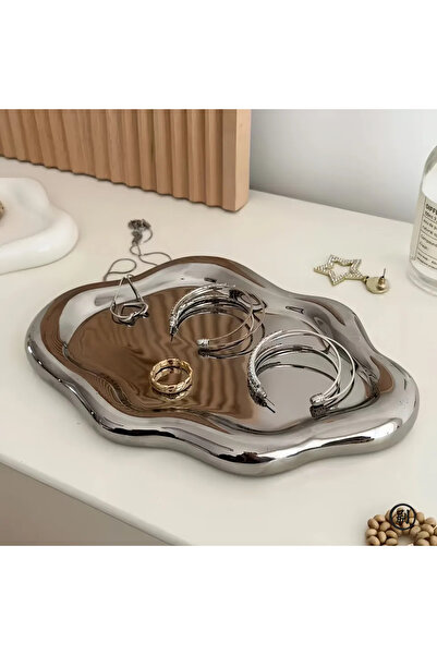 Choice Silver Plastic Trays, Photo Props, Jewelry Storage Plates, Display Pla...