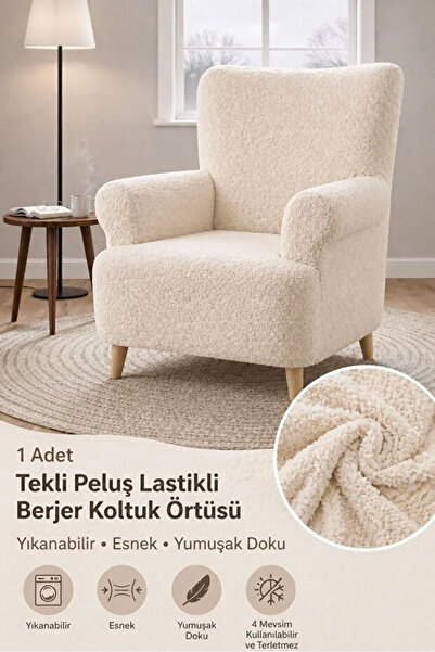 bibaha Tek Kişilik Pelüş Welsoft Kanepe Örtüsü | Lastikli Koltuk Örtüsü |çeky...