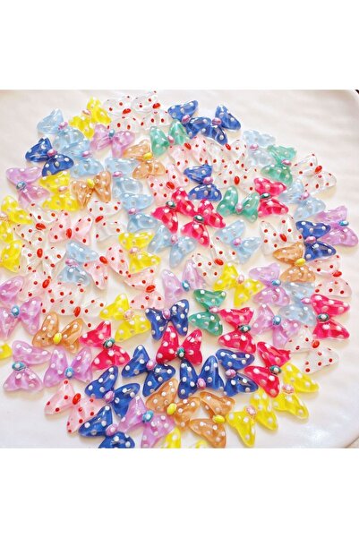 Choice7 Mix-100Pcs 100Pcs/Pack Icy Polka Dot Bow Nail Charms - Colorful Cute ...