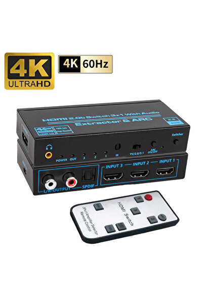 Choice black HDMI-Compatible Switch Audio Extractor 4K@60Hz ARC Toslink SPDIF...