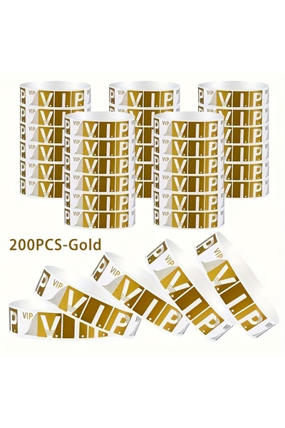 Choice أساور معصم سيليكون goldVIP 200 قطعة للمناسبات والحفلات والنوادي والمهر...