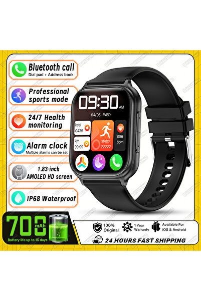 Choice4 ساعة ذكية سوداء جديدة 2026 Bip 6 Pro للرجال والنساء، مقاومة للماء IP6...