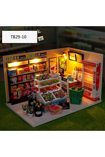 Choice3 مجموعة أدوات بناء بيت الدمى الخشبي المصغر 10F، طقم أثاث يدوي الصنع، ل...