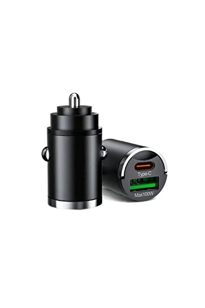 Choice شاحن سيارة عالمي أسود فائق السرعة 100 واط، شاحن سيارة صغير USB نوع C م...