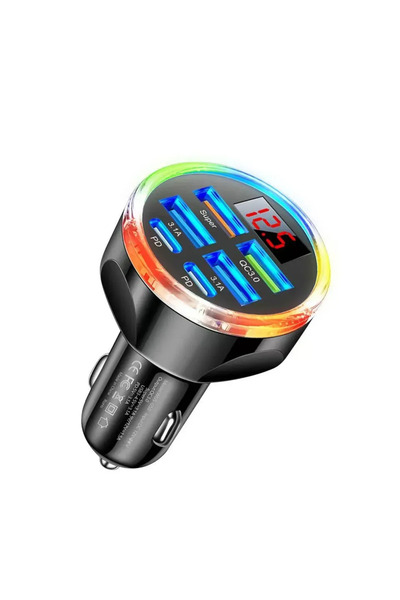 Choice شاحن سيارة أسود UYUXIO متعدد المنافذ USB-C، محول شحن للسيارة 6 في 1 مع...