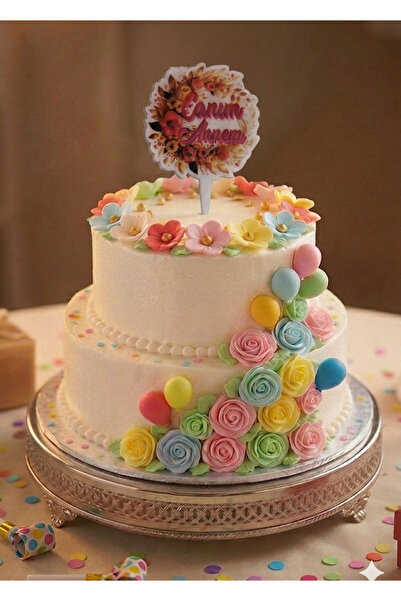 BEST PARTİ Dear Mom Written Birthday Cake Top Plexiglass Lettering