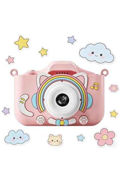 Choice Pink Blue/Pink Space Cat Kids Camera Autofocus 1080p HD Front & Rear D...