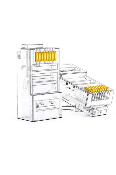 Choice5 200 قطعة موصلات RJ45 CAT5e من نوع Pass Through، طراز كريستال، مطلية ب...