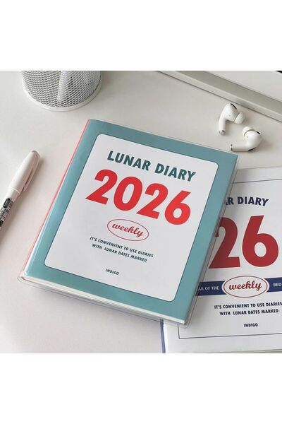 Choice دفتر ملاحظات كوري أزرق 2026، مخطط شهري وأسبوعي للطلاب، دفتر يوميات وتخطيط