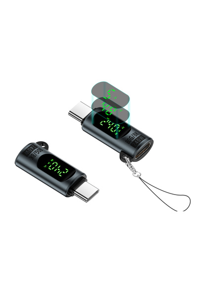 Choice1 Grey 1pc USB4 Type-C Male to Female Adapter Digital Display 240W PD 3...