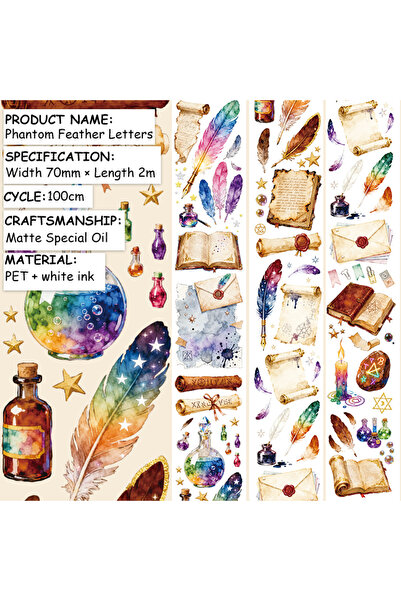 Choice JD685-1 7cm*2m Vintage Magic Feather PET Washi Tape Vintage Book Trans...