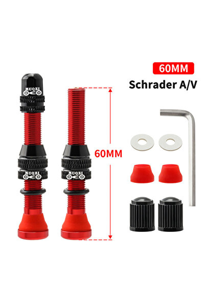 choice2 60mm Red MUQZI 2PCS 60mm Schrader Valve MTB Road Bike A/V Tubeless Ri...