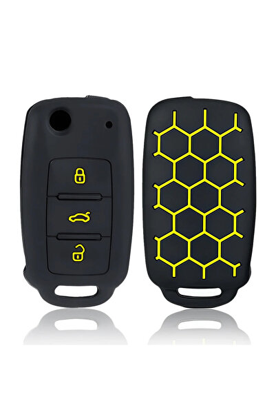 Choice3 Yellow Line Silicone Case Key Cover Remote For Skoda Fabia Octavia A5...