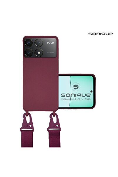 Sonique Θήκη Σιλικόνης με Strap CarryHang Xiaomi Poco F6 Pro 5G Μπορντό