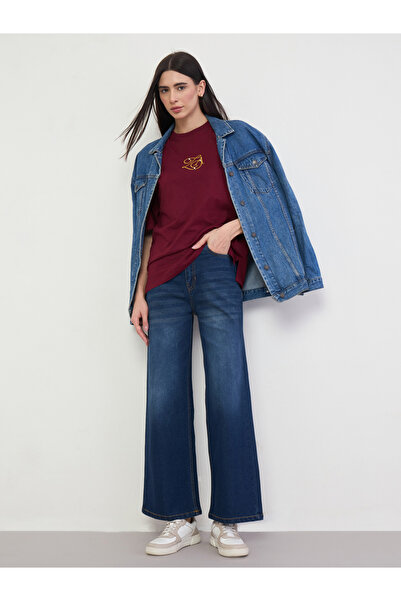 Styli High Rise Washed Wide Leg Jeans