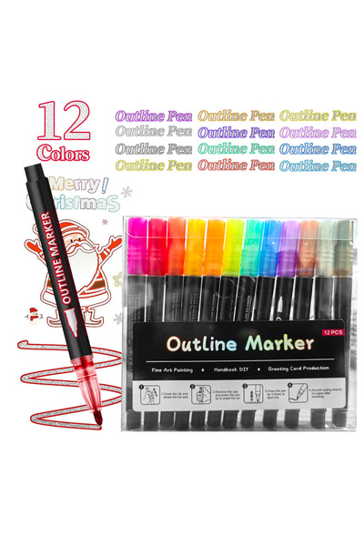 Choice3 12 8-48 Colors Double Line Outline Marker Shimmer Outline Marker Pen ...