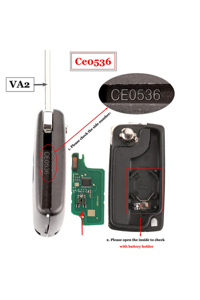 Choice15 ASK-peugeot VA2 CE0536 jingyuqin 2 Buttons Remote Car Key ASK/FSK 43...