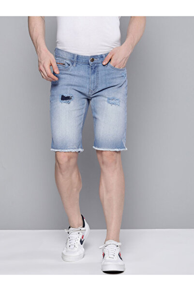 The Indian Garage Co By Styli Men Blue Slim Fit Solid Denim Shorts