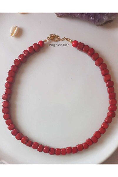 BNG AKSESUAR Bodrum Handmade Red Glass Bead Necklace