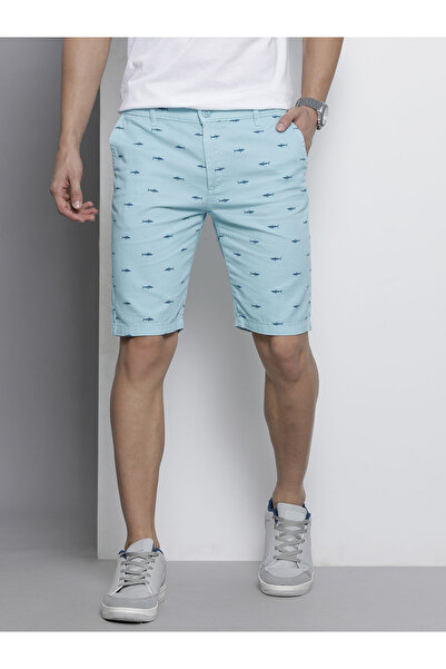 The Indian Garage Co By Styli Men Blue Slim Fit Printed Shorts